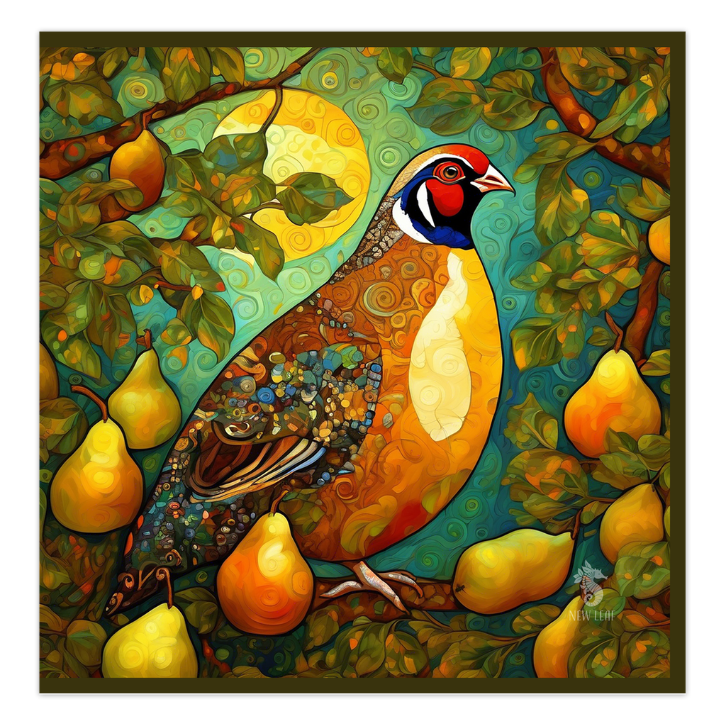 Gold Pear Partridge - Greeting Card